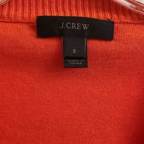 J. Crew Summerweight Cotton V-Neck Cardigan Sweater Orange Small - Picture 3 of 3